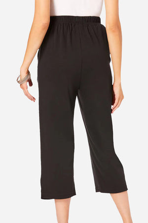 Ultra-Comfort With a Refined Touch: High Waist Stretch Cropped Pants With Pockets